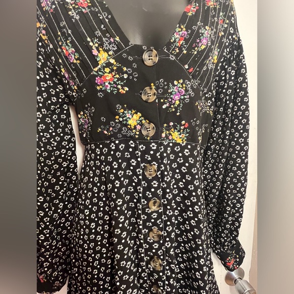 Free People Womens Wonderland Printed A-Line Mini Dress Color Black Size X-Small - Picture 8 of 14